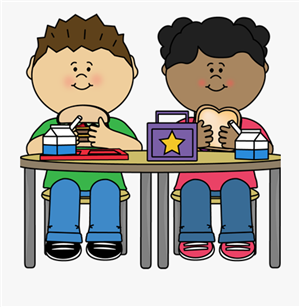 Kids eating lunch at a table 